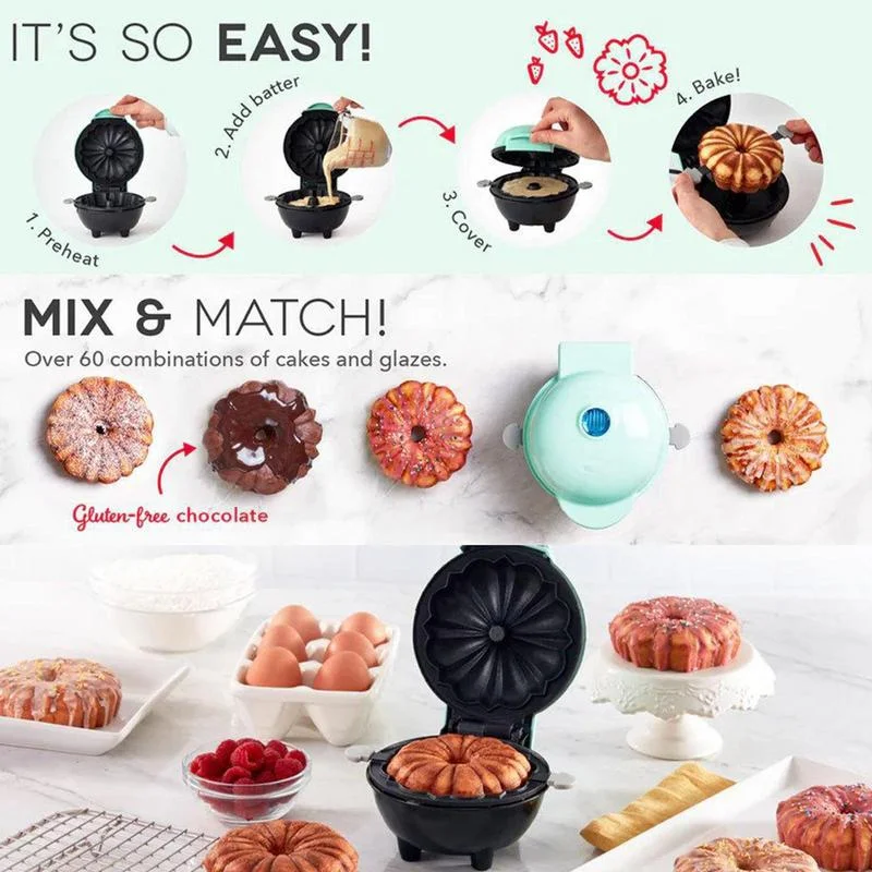 Mini Waffle Makers Electric Non-Stick Waffles Machine Kitchen Cooking Breakfast Pumpkin Pie Molds Egg Cake Mini Oven Waffle Pot