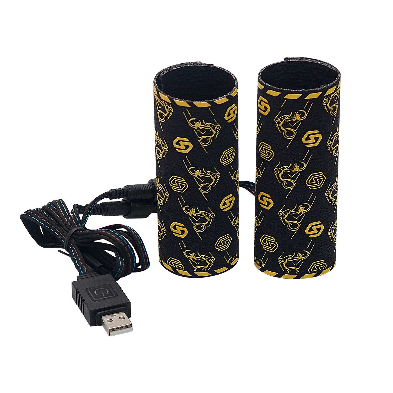 CSZH-974K5 Velcro-Style Heated Handlebar Grips 5V USB 6 Gears Motorbike Heated Hand Grips Handlebar Warmer W/Memory Function