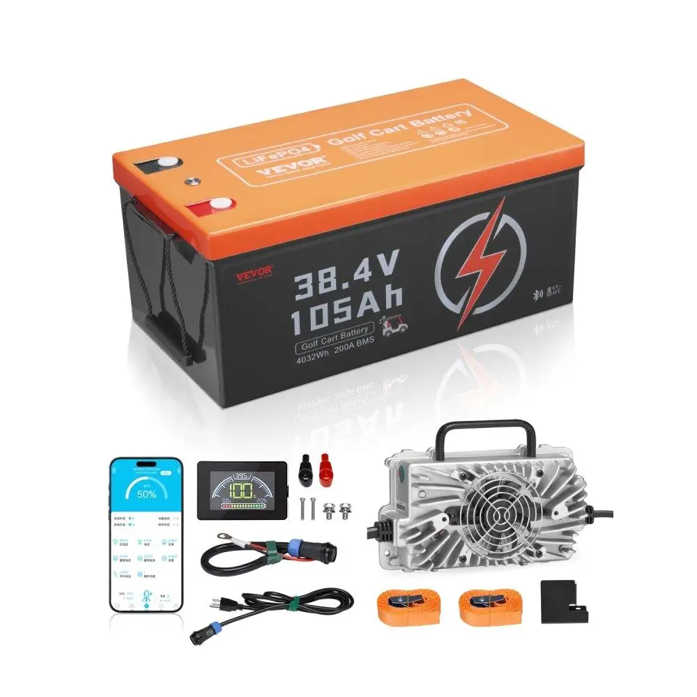 

36V 105Ah Golf Cart Lithium Battery 20A Smart Charger LCD 4000Plus Cycle High Capacity Long Life