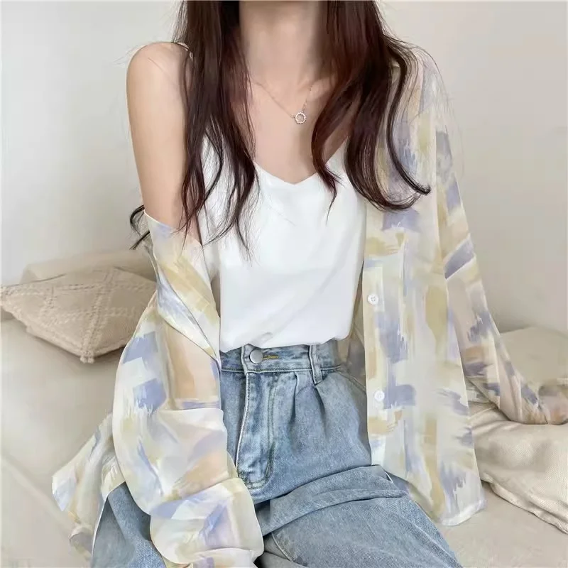 

Tie dye Sunscreen Shirt Cardigan Jacket for Women's 2024 Summer New Loose and Versatile thin top Paired With Shirt for Commuting