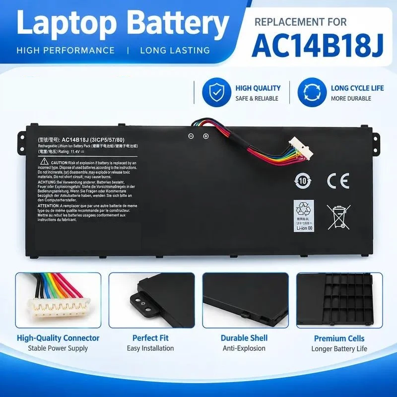 Replacement Laptop Battery for Acer AC14B18J Compatible with Aspire E3-111 ES1-511 V5-122P Notebook High Capacity