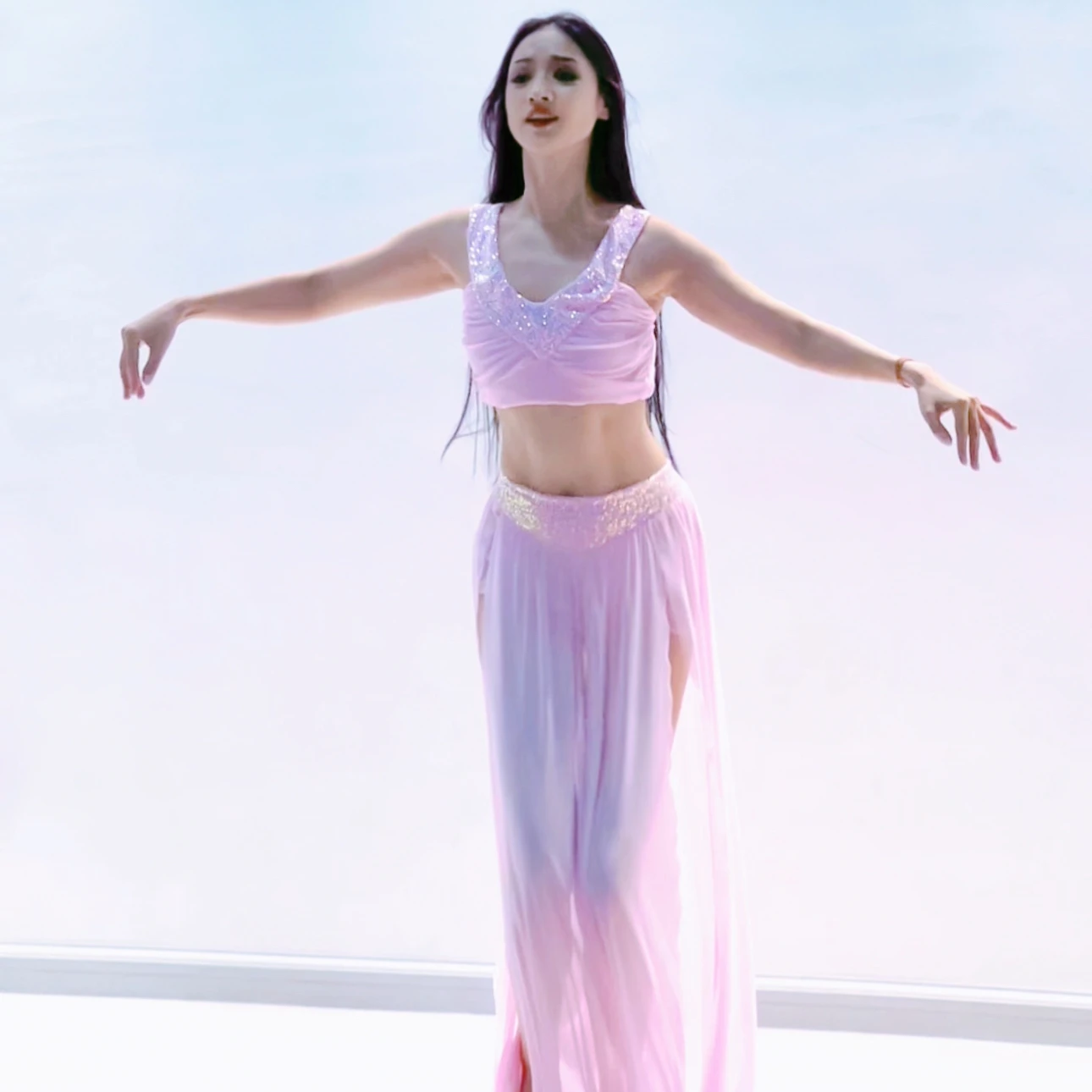 Kostium do tańca brzucha Miękki i wygodny zestaw z siateczki Seksowny strój do ćwiczeń Oriental Dance Training Clothing