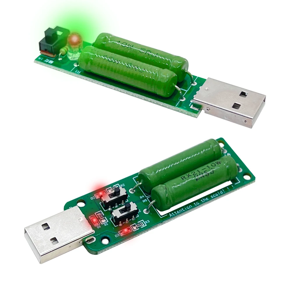 

USB Resistor DC electronic load 2 switch adjustable current 5V 1A/2A/3A battery capacity voltage discharge resistance testerbatt