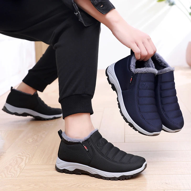 2024 Winter Women\'s Men\'s Boots Waterproof Slip On Shoes Men Keep Warm Snow Ankle Boots Outdoor Comfortable Tennis Sneakers Man