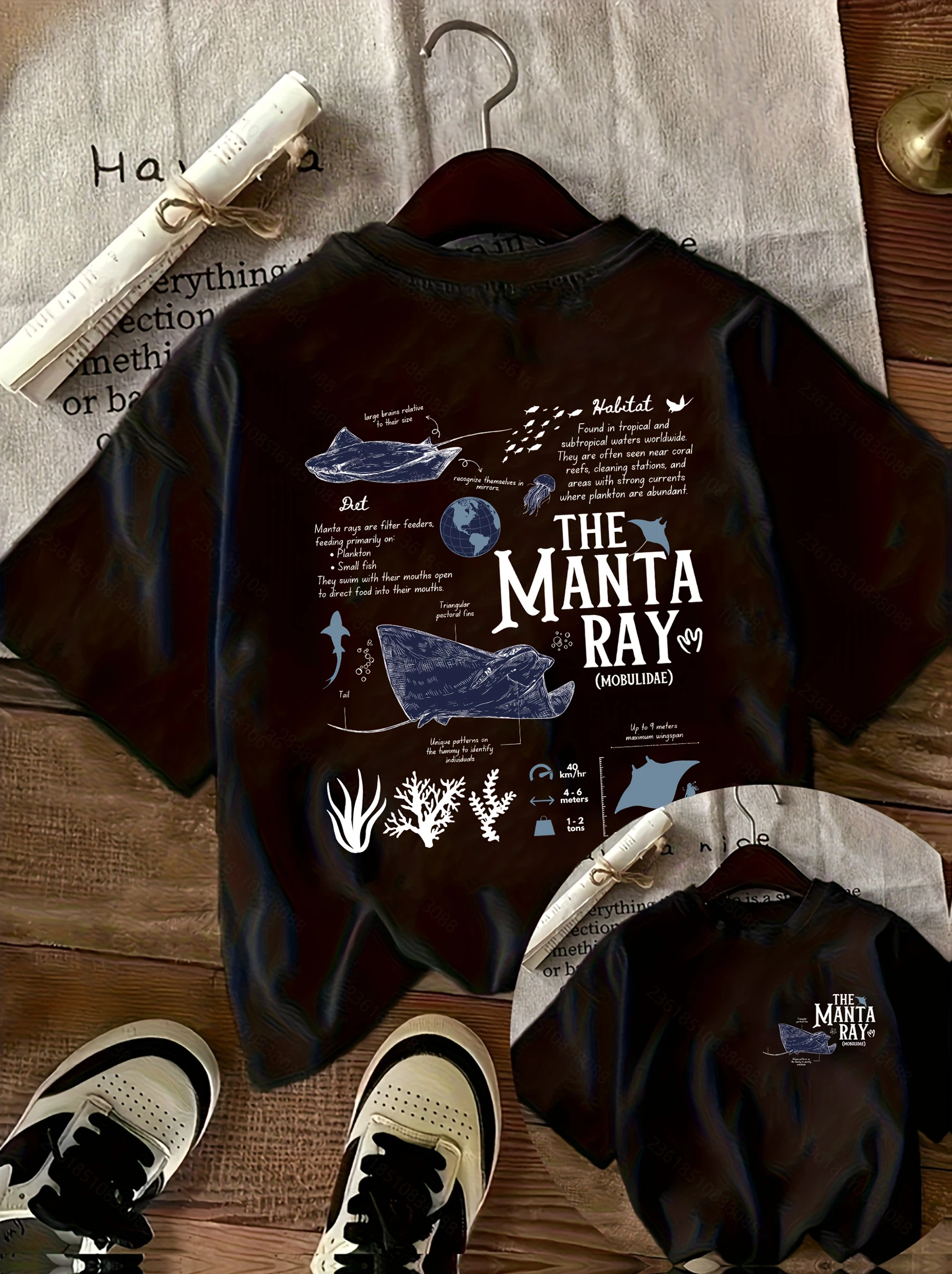 Women's Marine Life T-shirt Set - Casual Round Neck Short Sleeve Top with Ocean Theme Suitable for All Seasons