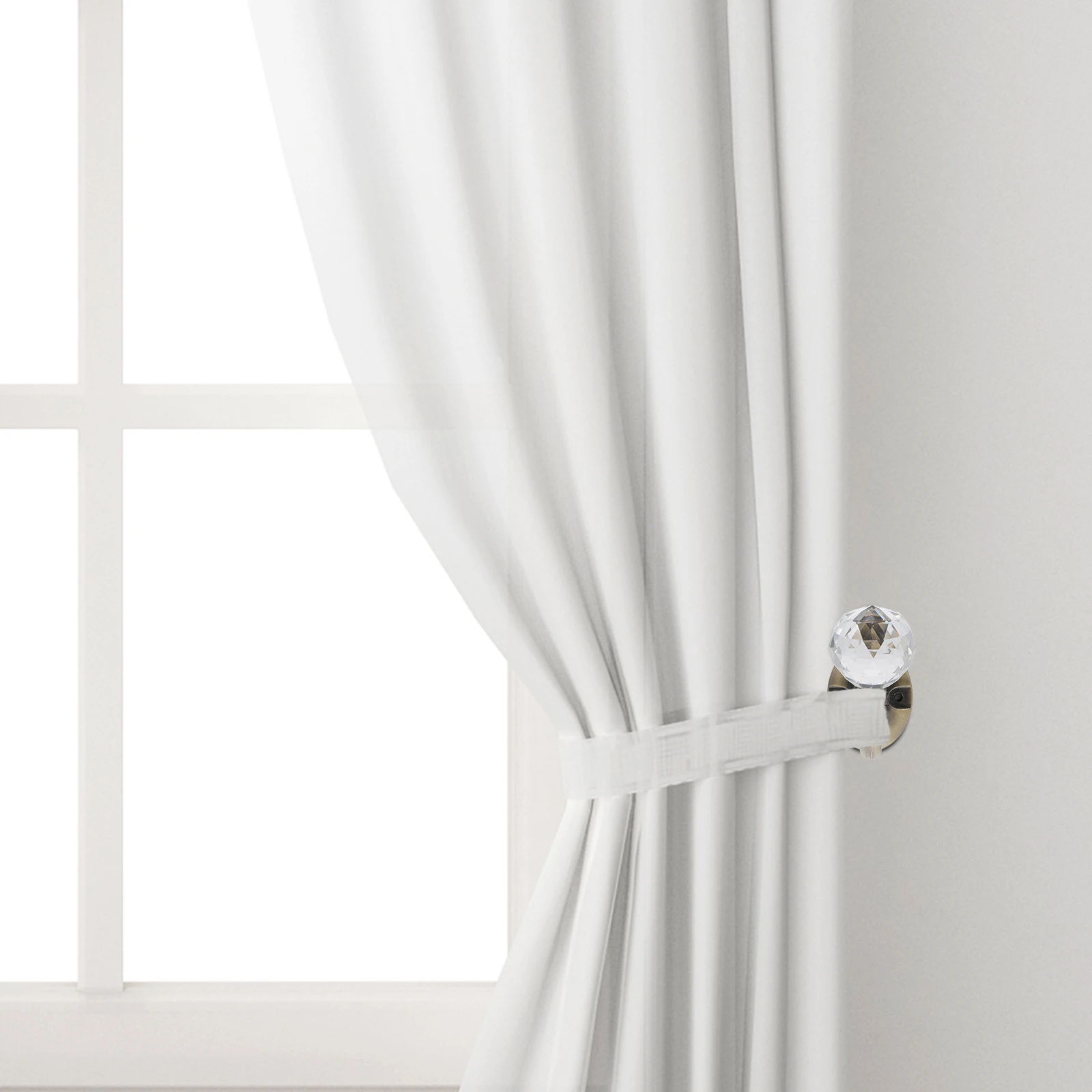 

2Pcs Crystal Curtain Hooks Zinc Alloy Creative Design Rustproof Home Decoration for Bathroom Tub Dressing Room Household Curtain