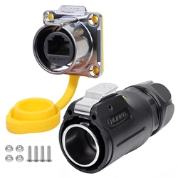 CNLINKO M24 Waterproof IP68 Circular RJ45 Connector 8P8C Cat6 Male/Female Panel Mount for Industrial Automation Marine & Outdoor