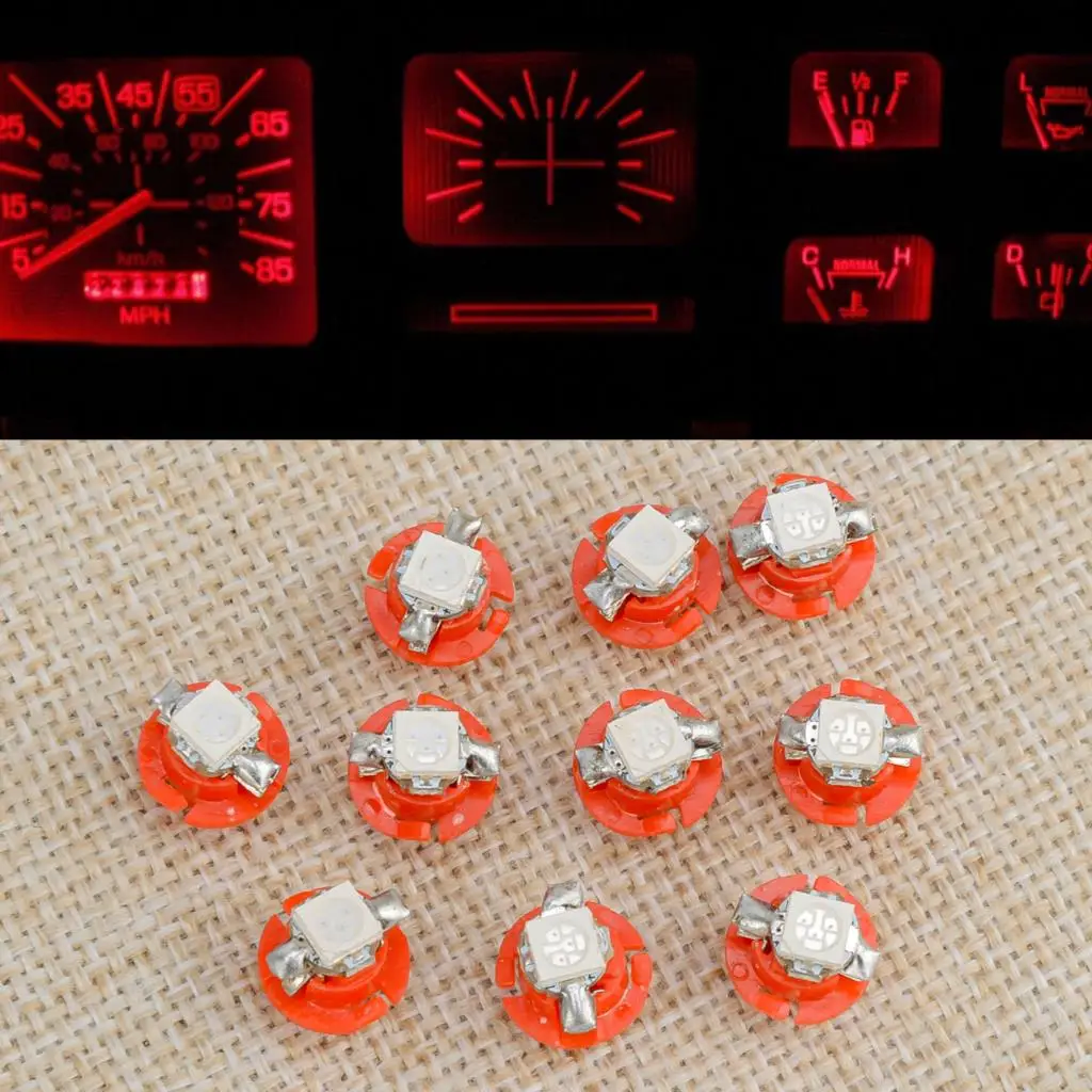 10Pcs Universal 12V Interior Red LED B8.4D Instrument Dashboard Panel Gauge Cluster Speedometer Light Bulb Dash Lamp