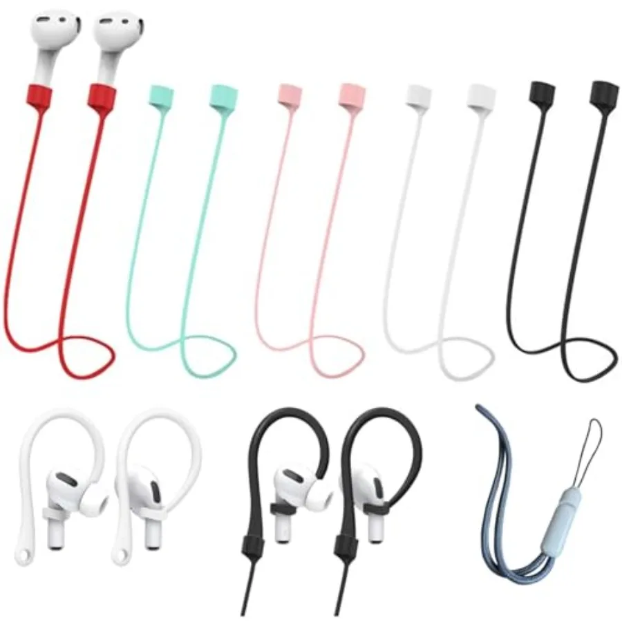

5 Pack Straps + 4 Pack EarHook+1 Pack Lanyard Ultra Strong Magnetic AirPods Straps, Anti-Lost Cord for AirPods 4rd AirPods Pro