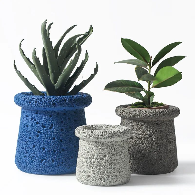 Colorful Moon Texture Fleshy Potted Planter Pot Cement Pattern Planter Pot