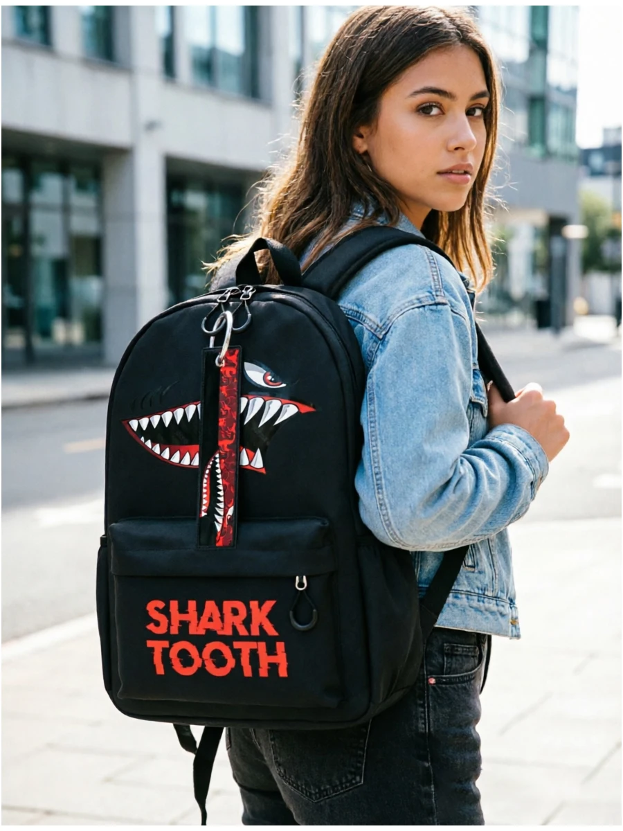 Classic Men Backpacks Shark Print SchoolBAG High Capacity Waterproof College Backpack Casual Women Travel Book Daypack Girl Bag