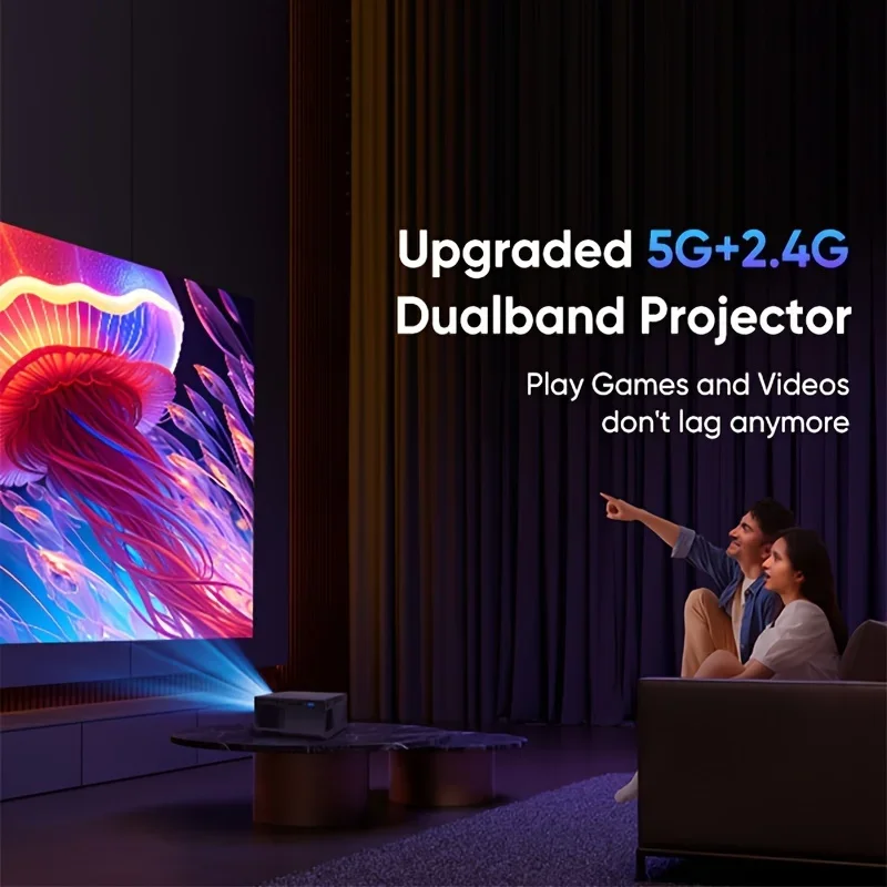 5G WiFi Wireless Native 1080P Office Projector, 15000L High Brightness 200 In Large-sized Screen Projection