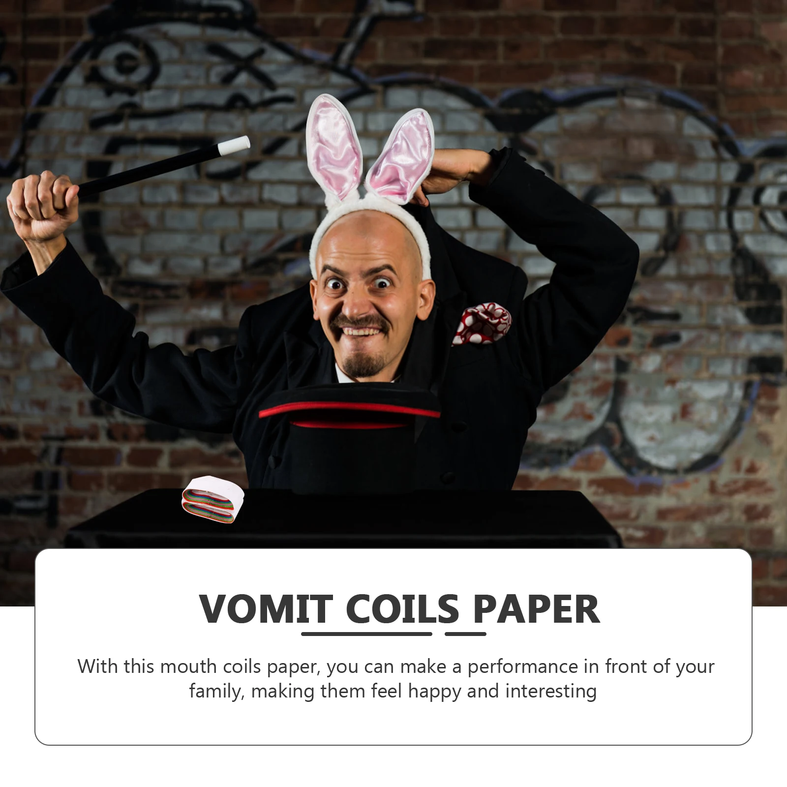 

24Pcs Mouth Coils Vomit Paper Stage Prop Colored Tricks Magician Accessories Performance Party Gimmick Fake Vomit