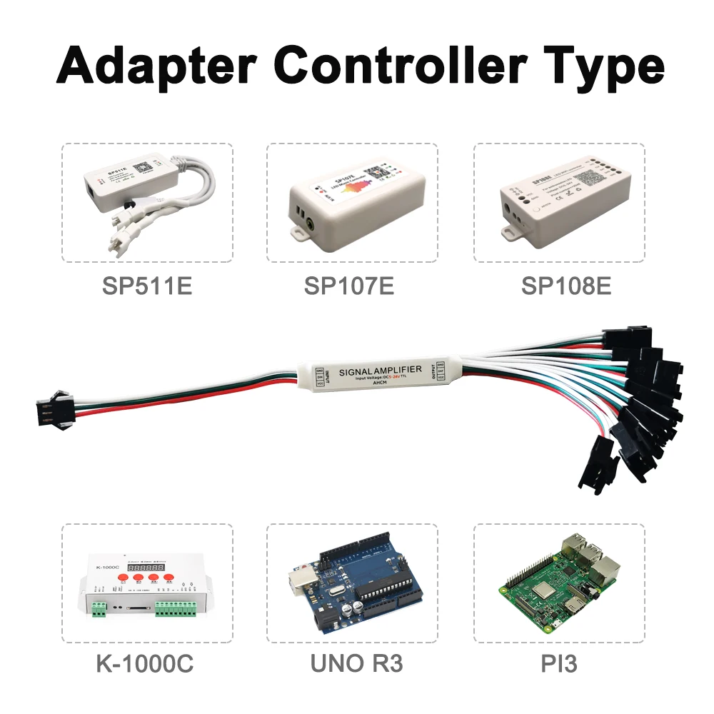Mini pasek LED TTL wzmacniacz sygnału Repeater do WS2812B WS2811 SK6812 DC5V 3Pin RGBIC adresowalny moduł oświetlenie pikselowe 1 do 2/4/8