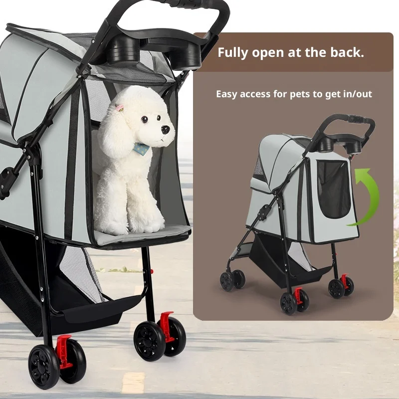 

Pet Strollers for Dogs Four-wheel Eco-friendly Foldable Lightweight Metal ABS 15kg Capacity