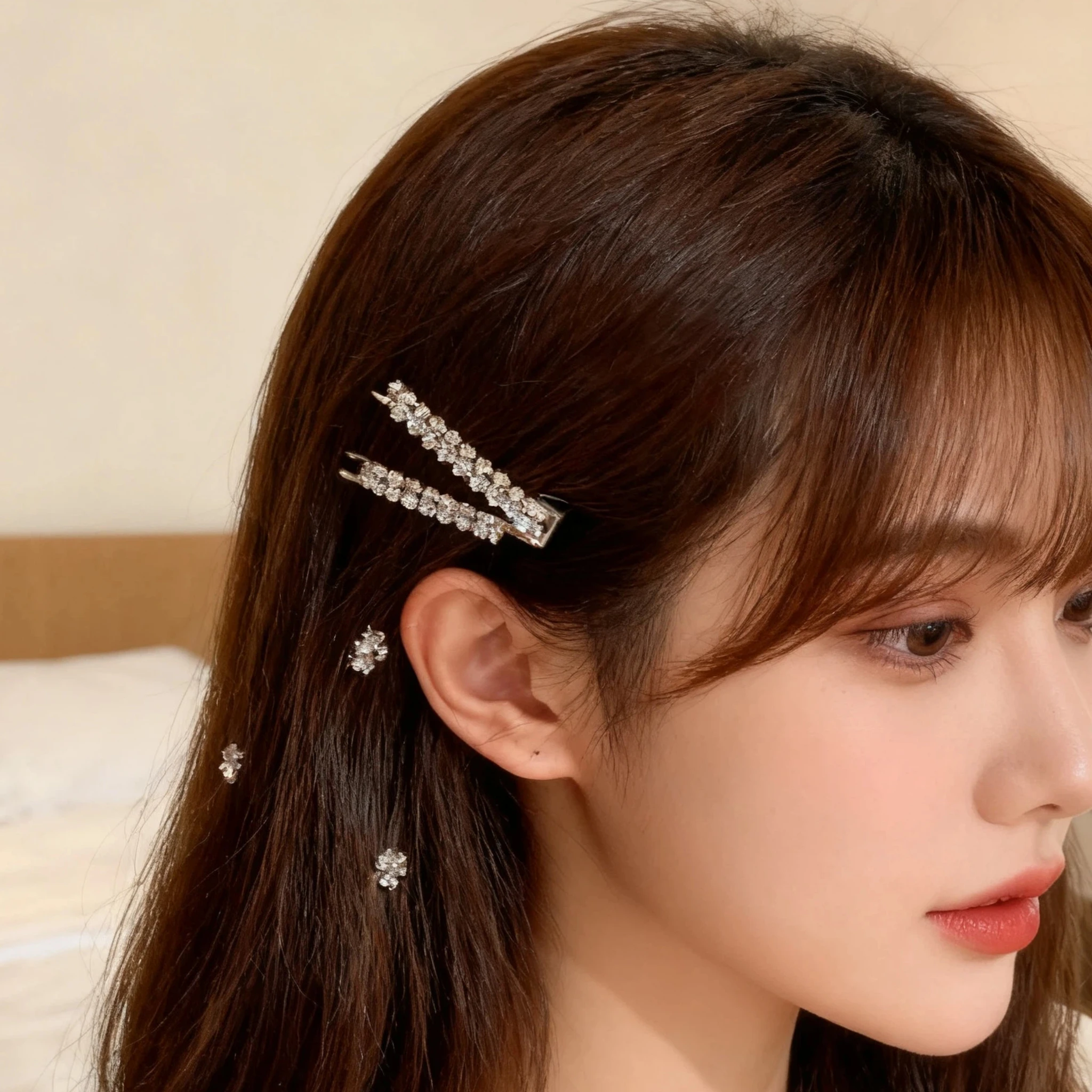 

Gold/silver Color 12pcs Thin Metal Hair Clips Woman's Hair Accessories Temperamental Hairpin Simple Shiny Rhinestone Hairpins