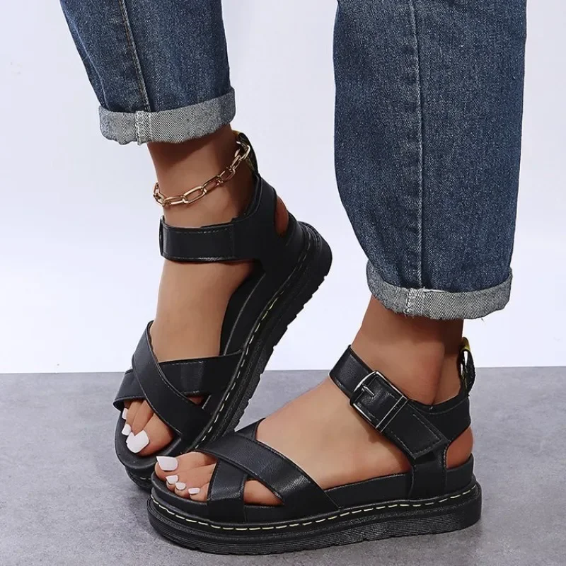 

2025 Summer Casual Flat Sandals Women's Sandals Women Outdoor Non-slip Beach Shoes Fashion Woman Shoes Roman Sandalias De Mujer