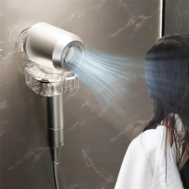 ABWP-Rotating Hair Dryer Rack Punch-Free, Punch-Free Wall Mounted Hair Dryer Holder, Hair Dryer Rack For Hair Dryer