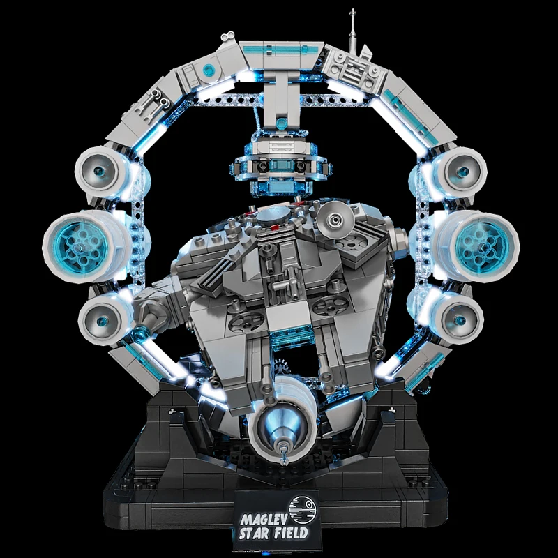 مجموعة مكعبات بناء سفينة الفضاء المغناطيسية 1200 قطعة، مجموعة نماذج UFO مع ضوء، ألعاب جذعية للأطفال والكبار، هدية للأولاد والبنات