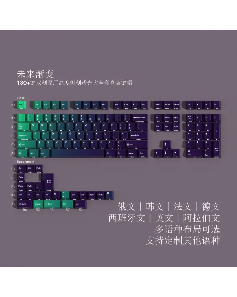 

Keycap Arabic Korean German French Spanish Russian small language future gradual change original PBT hot sublimation