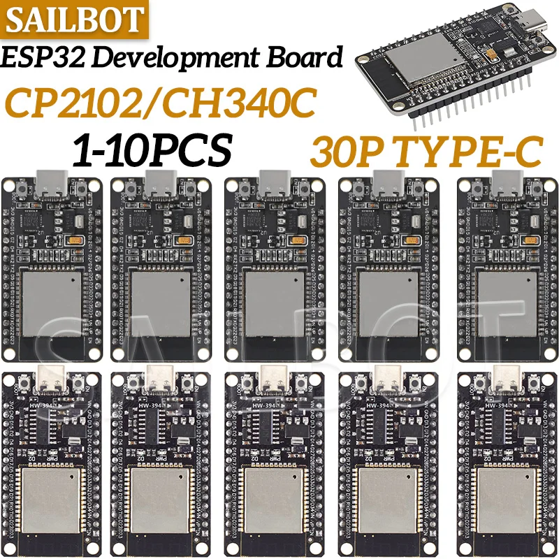 لوحة تطوير ESP32 TYPE-C 30P CH340C/ CP2102 WiFi + بلوتوث استهلاك طاقة منخفض للغاية وحدة لاسلكية ثنائية النواة