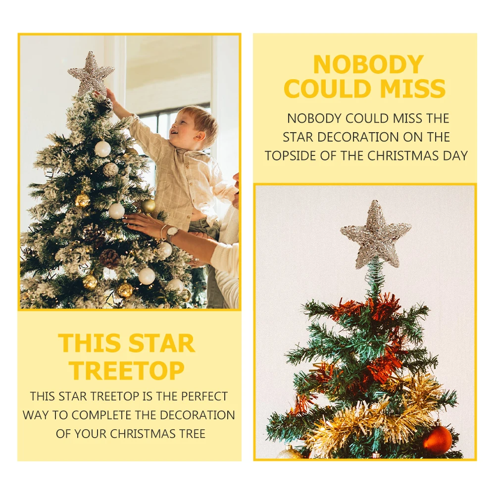 

1pc Christmas Holiday Tree Party Xmas Decorative Tree Shape Decor Star Topper Decoration Elegant Star Shape Topper