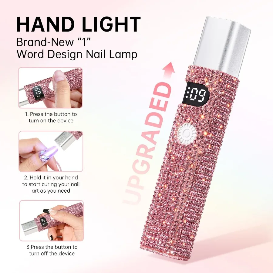 휴대용 UV LED 무선 네일 램프 (젤 네일 폴리쉬용) 휴대용 충전식 USB 네일 드라이어 LCD 디스플레이 포함 빠른 건조