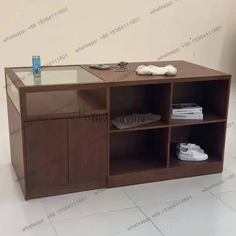 

Solid Wood Simple Clothing Store Cashier Counter Small Modern Minimalist Island Display Counter