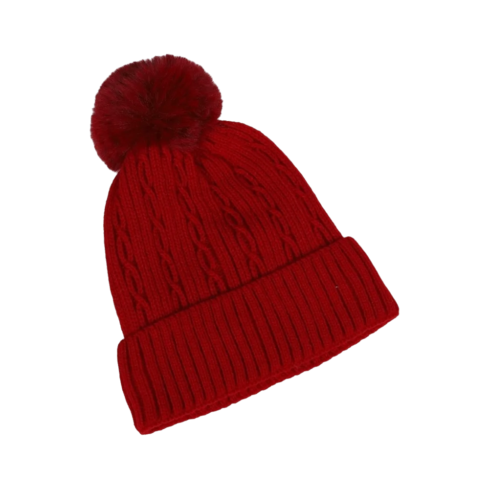 Fashion Winter Warm Pullover Cap with Fluffy Ball Solid Color Knitted Hat Earmuffs All-match Beanies Cap for Male Female
