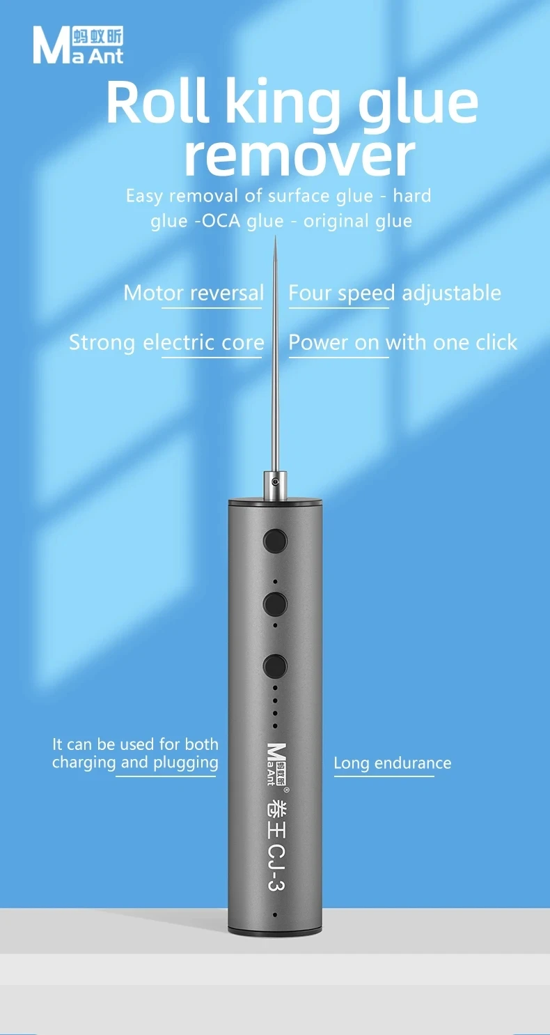 

MaAnt CJ-3 Электрический OCA-средство для удаления клея с четырьмя скоростями, регулируемый для ремонта мобильных телефонов OCA, инструмент для очистки клея