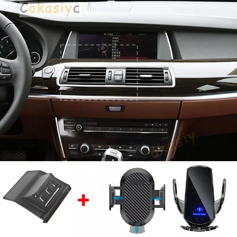 Suporte do telefone do carro para bmw série 5 5gt f07 2010 2011 2012 2013-2017 montagens do telefone móvel carro de carregamento sem fio base fixa esp