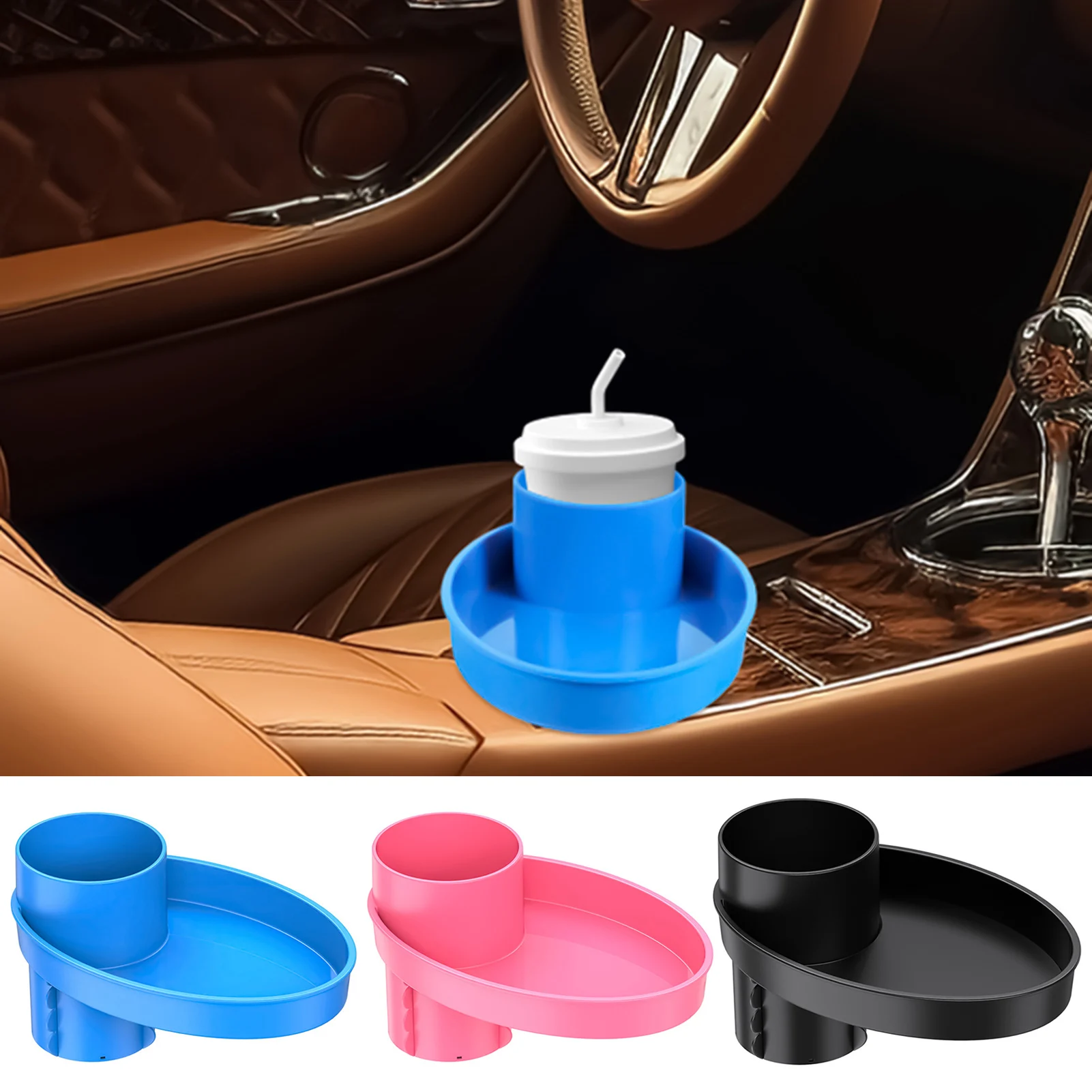 Premium Car Cup Holder Expander Multi-Function Drink Holder with Food Table Portable Cup Holder Plate Car Seat Snack Tray