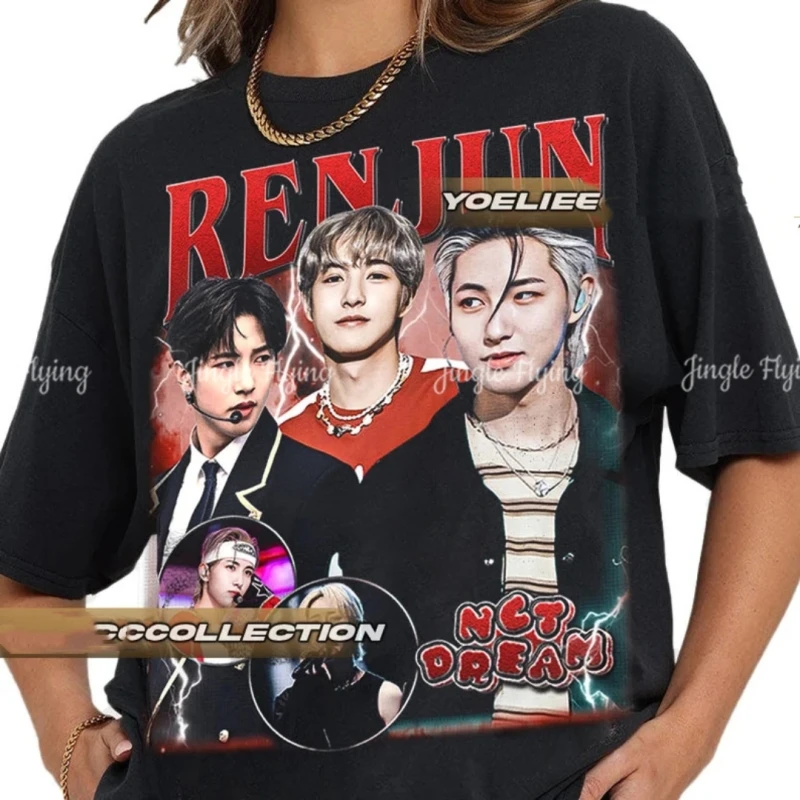 Limited Renjun Nct Dream Vintage T-Shirt Top Meme Art Homage 90s Tee Streetwear