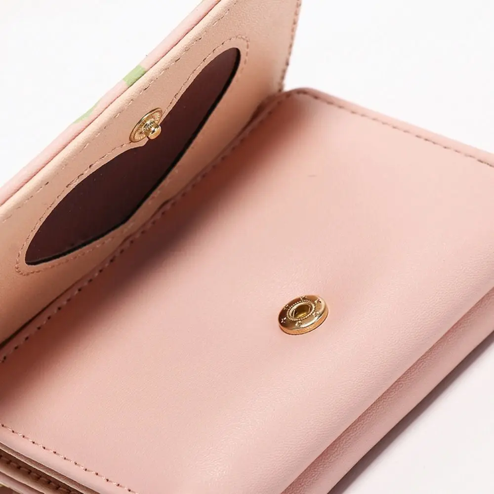 

Fashion PU Leather Women Short Wallet Three-Fold 5 Colors Slim Small Wallet Flower Printed Card Bag Holder Women Girls