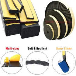 10M Rubber Self Adhesive Sponge Seal Strip Width10-30mm Thick 2-20mm High Elasticity EVA Black Foam Anti-collision Seal Gasket