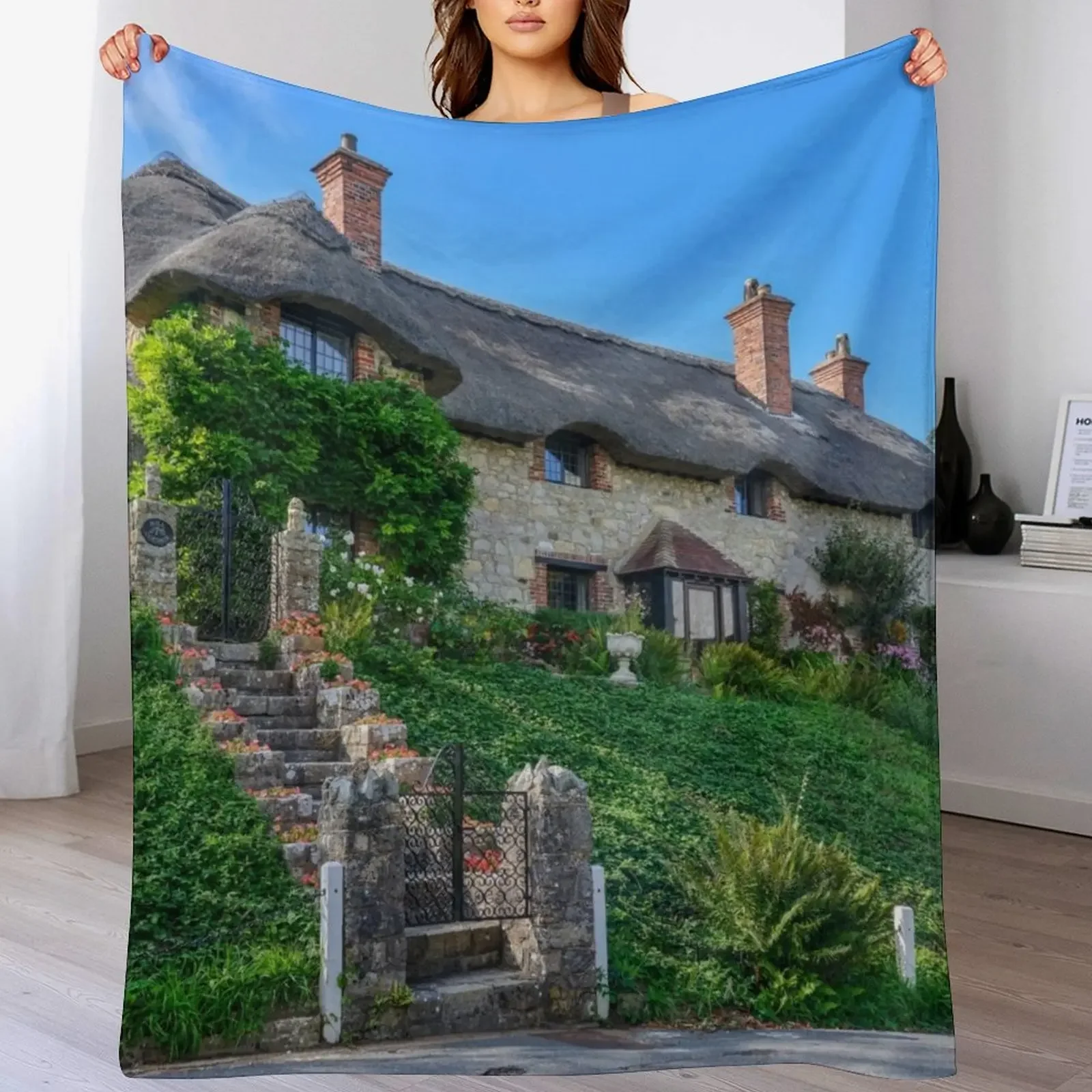 

Hill Cottage Godshill IOW Throw Blanket Comforter Polar Soft Plush Plaid christmas gifts Blankets