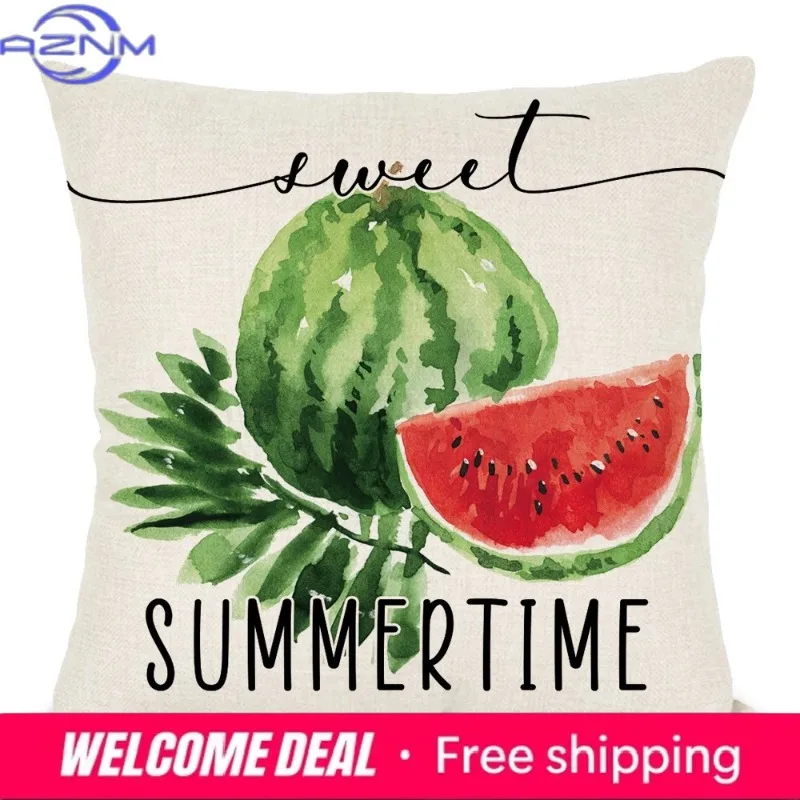 Home Decor Summer Vibes And Watermelon Sweetness Pattern Cushion Cover Suitable For Sofa Bedroom Car Pillow Cover