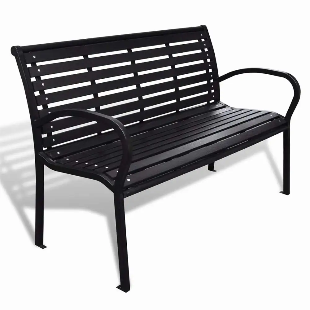

Vintage Garden Bench with Steel Frame 3-Seater Outdoor Patio Furniture, Custom