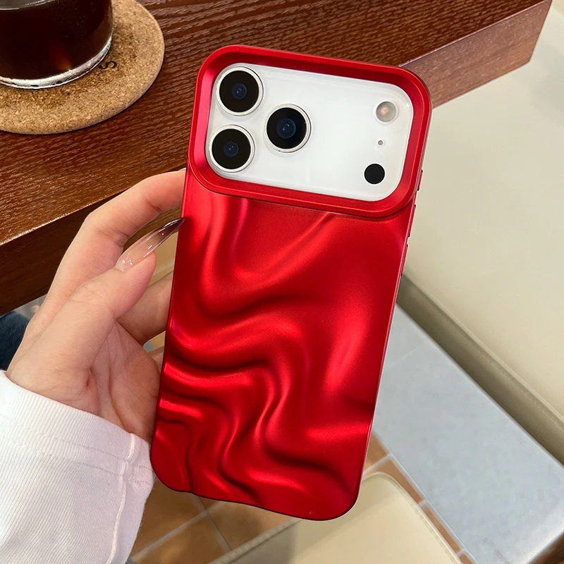 عيد الميلاد الأحمر مجسمة تموج الماء قضية الهاتف آيفون 17 برو ماكس الهواء 11 12 13 14 15 16 برو ماكس للصدمات بولي TPU الغطاء الخلفي