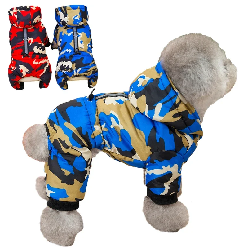 Thicken Warm Dog Jumpsuit Coat Camo-style Winter Pet Clothes for Maltese Yorkies Snowsuit Small Mid Dogs Jackets Bulldog Onesies