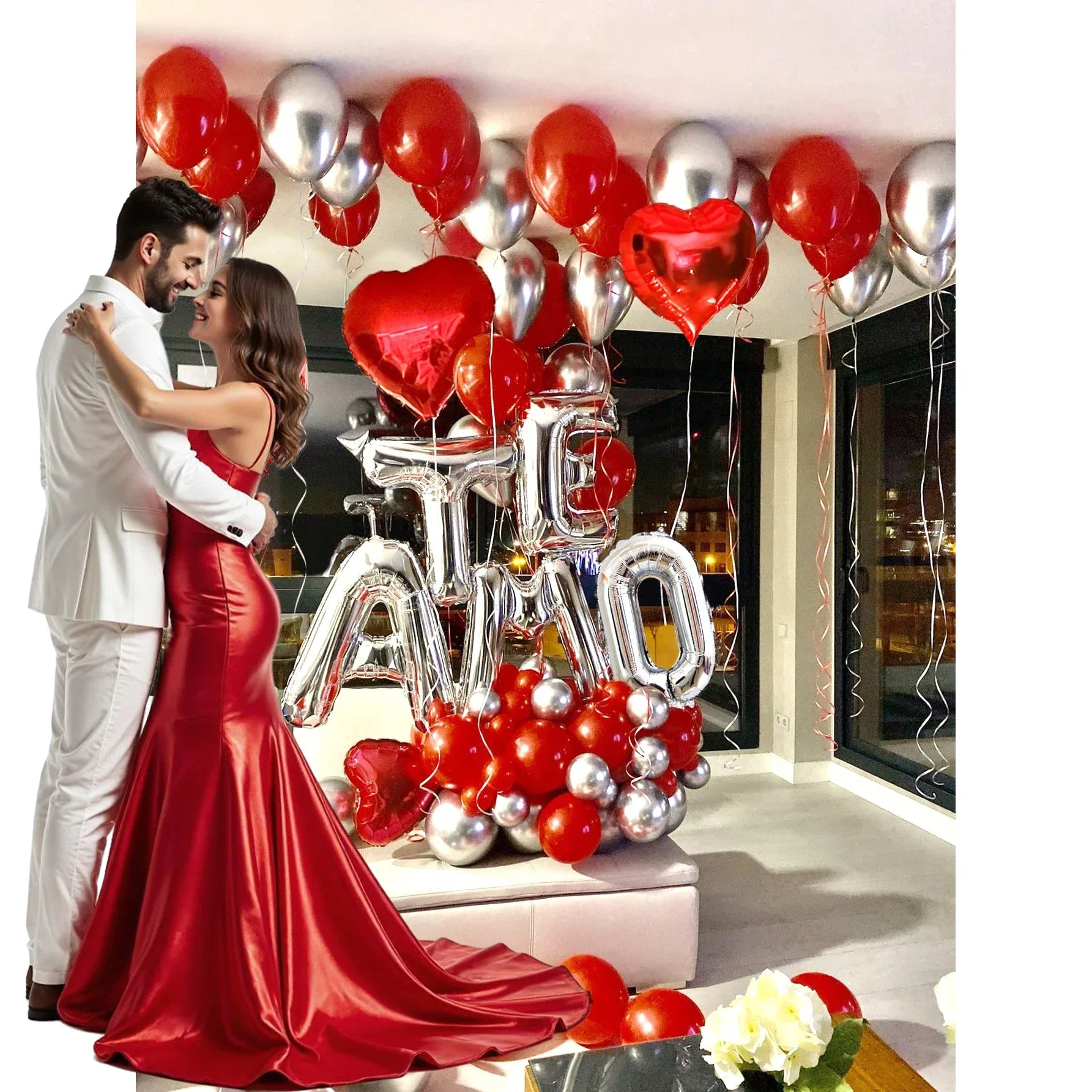 229/213 قطعة مجموعة بالونات حروف على شكل بتلات حمراء على شكل قلب TE AMO ، زينة عيد الحب والذكرى السنوية لعيد الميلاد وعيد الأب #3