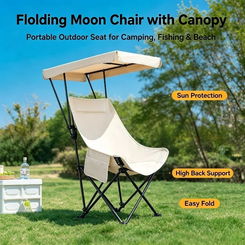 Outdoor Camping High Chair - Cadeira Lua Dobrável com Encosto Alto
