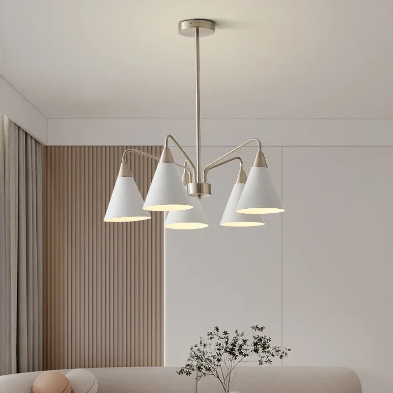 

SANDYHA Nordic Retro Cream Metal Chandelier Modern Art Pendant Light Living Room Bedroom Study Restaurant LED Home Decor