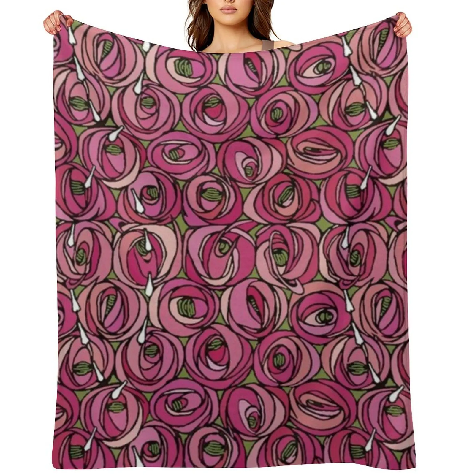 

Charles Rennie Mackintosh design,pink Throw Blanket Multi-Purpose Moving wednesday Large Blankets