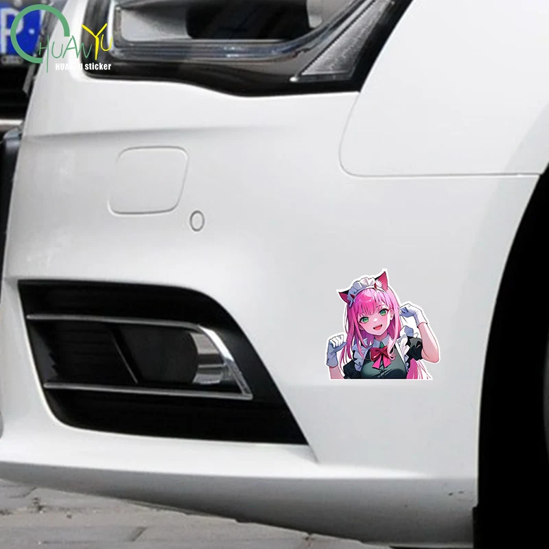 JDM Cute Maid Girl Anime Car Sticker Car Sticker Motorcycle Bumper Car Window Reflective Waterproof Sticker Car Sticker
