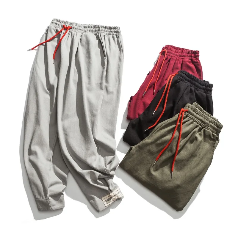 

Chinese Style New Men's Loose Harlan Casual Pants Fashion Solid Color Ethnic Style Pants