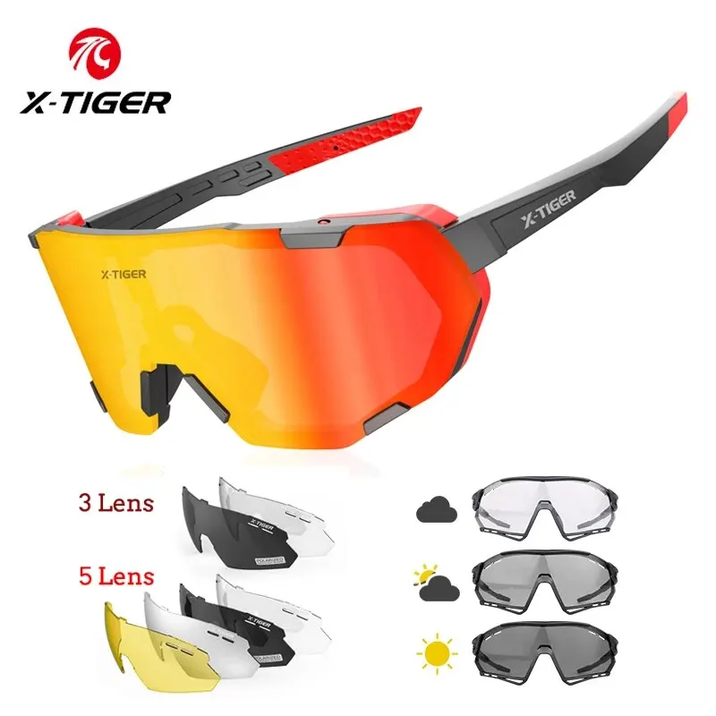 X-TIGER Photochromic Cycling Glasses Men Women Polarized Bicycle Sunglasses Sports Cycling Running Driving Fishing Glasses