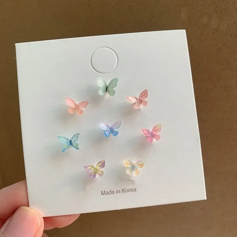 Simple Colorful Fairy Stereo Butterfly Stud Earrings For Women Mini Cute Hypoallergenic Butterflies Earring Party Jewerly