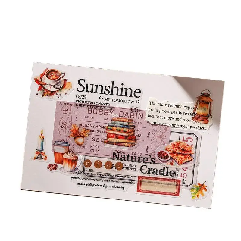Paket Stiker 4 Lembar/Tas Stiker Datar Makanan Penutup Buku Tempel DIY & Dekorasi Perencana untuk Casing Ponsel Notebook