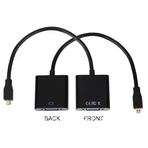 Professional Black PC Laptop Computer 1080P Micro HDMI-compatible To VGA Female Video Cable Converter Adapter